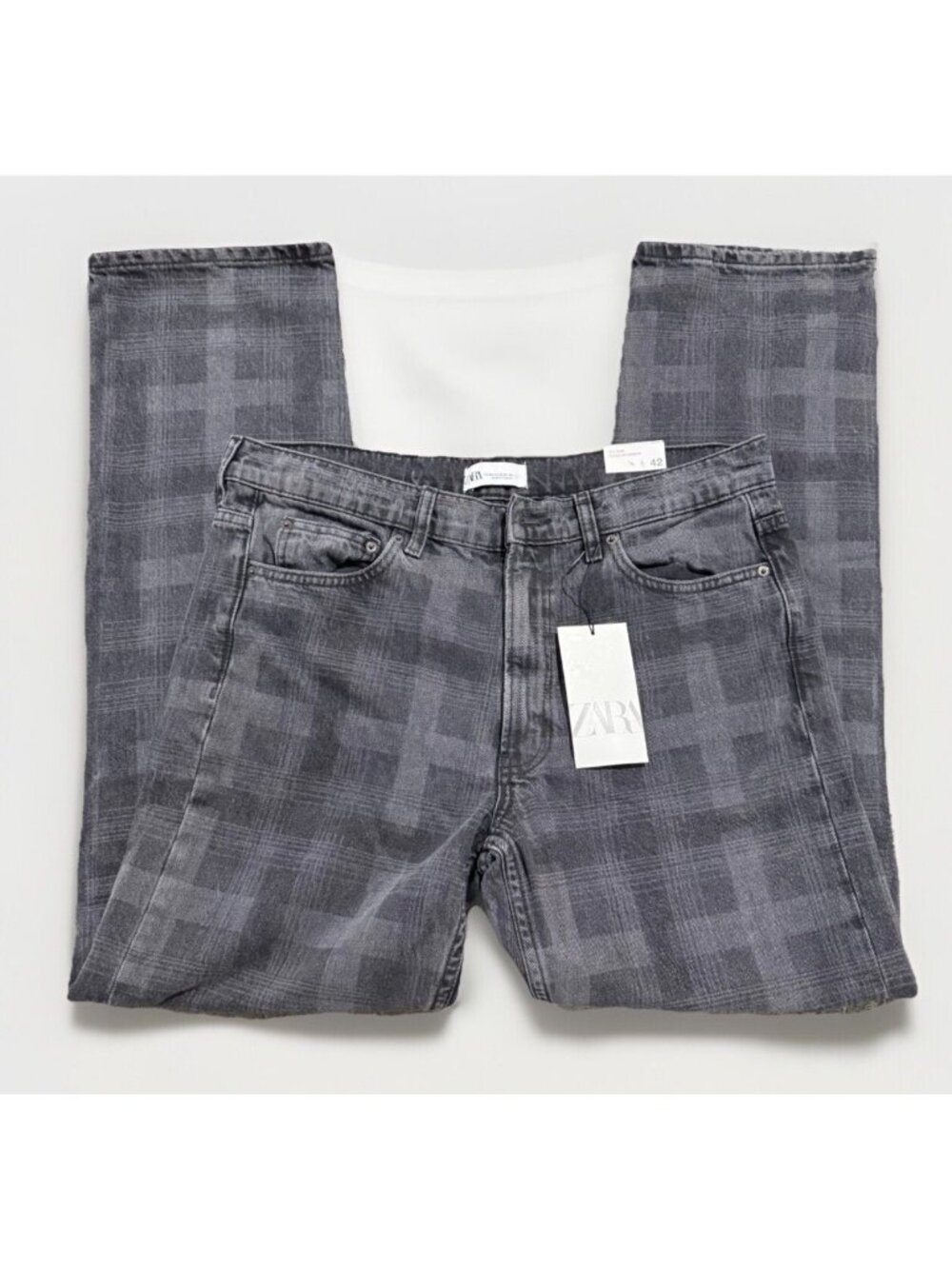 Zara Straight Fit Plaid Mid Rise Jean S Size 10 Grunge Revival Skater Streetware